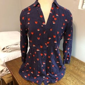 {Anthropologie} Maeve button down fox shirt.
